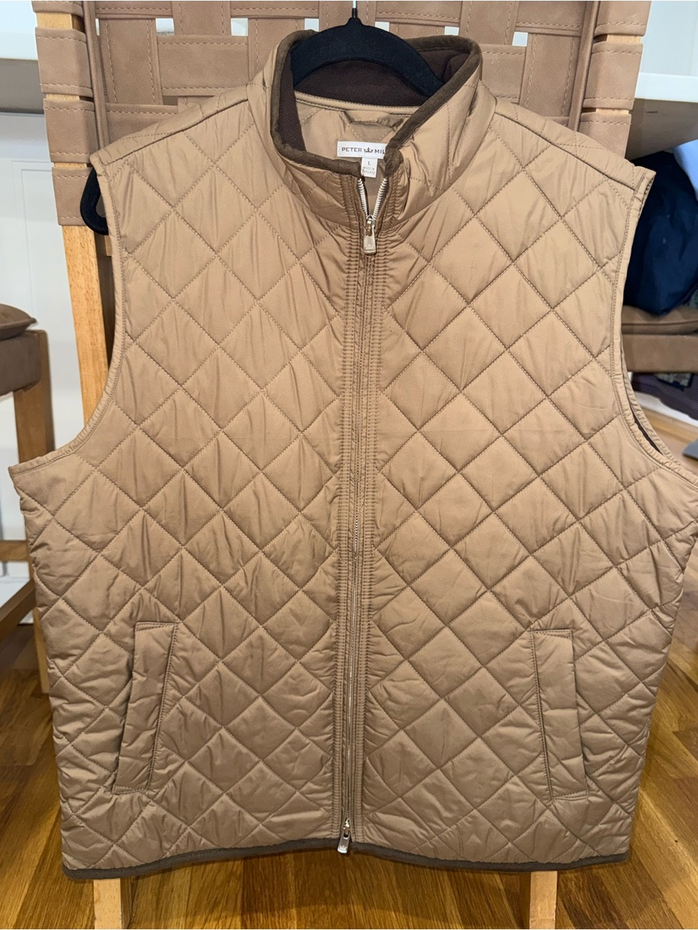 Peter Millar Quilted Tan Zip-Up Vest